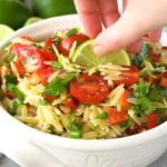 Салат из пасты орзо с кинзой и лаймом