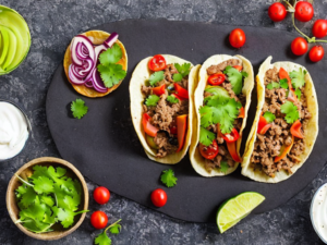 Mexican Tacos with Ground Beef and Vegetables