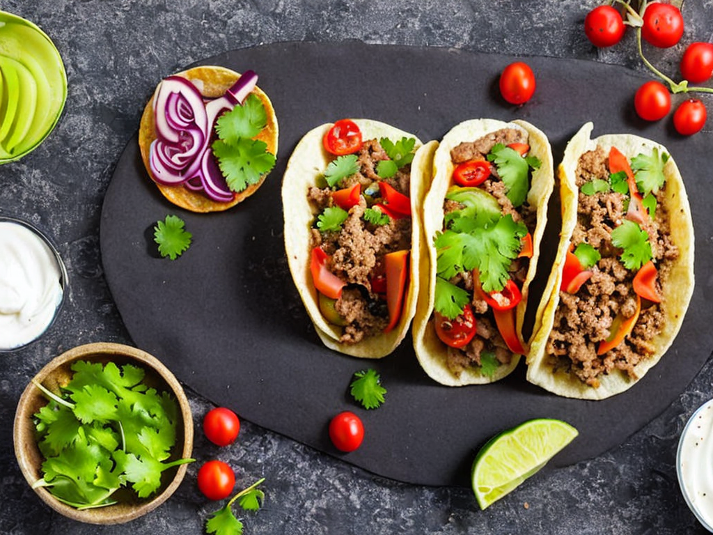 Mexican Tacos with Ground Beef and Vegetables