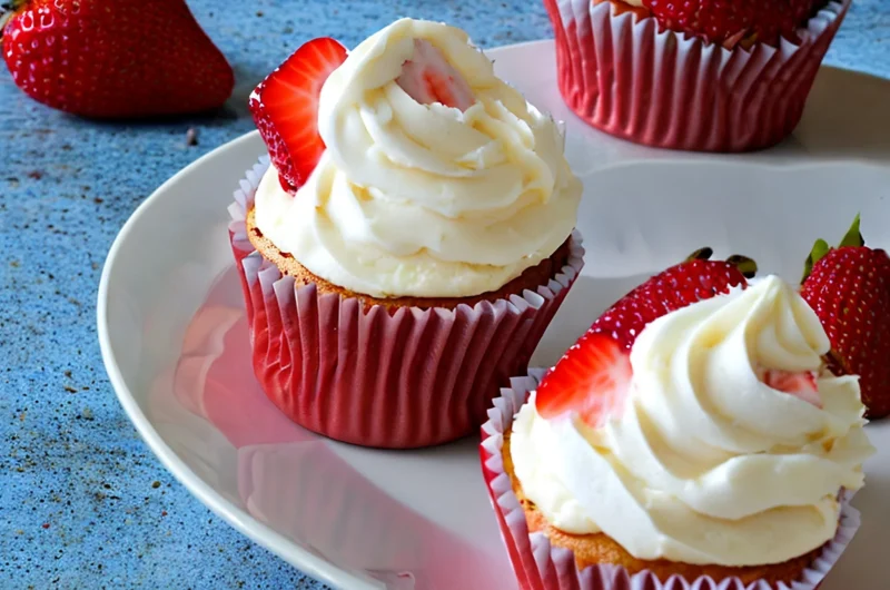 Strawberry Cupcakes with Chantilly