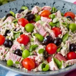 Tuna salad with olives and tomatoes