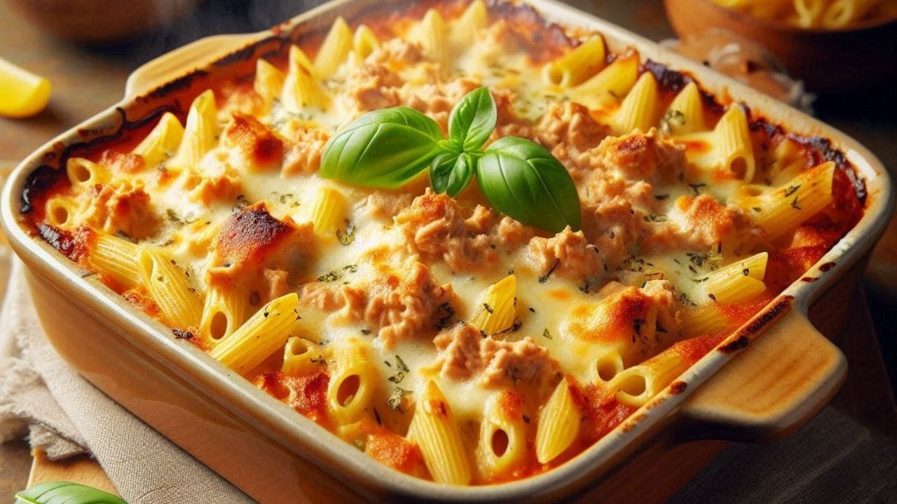 Запеканка из пасты с тунцом